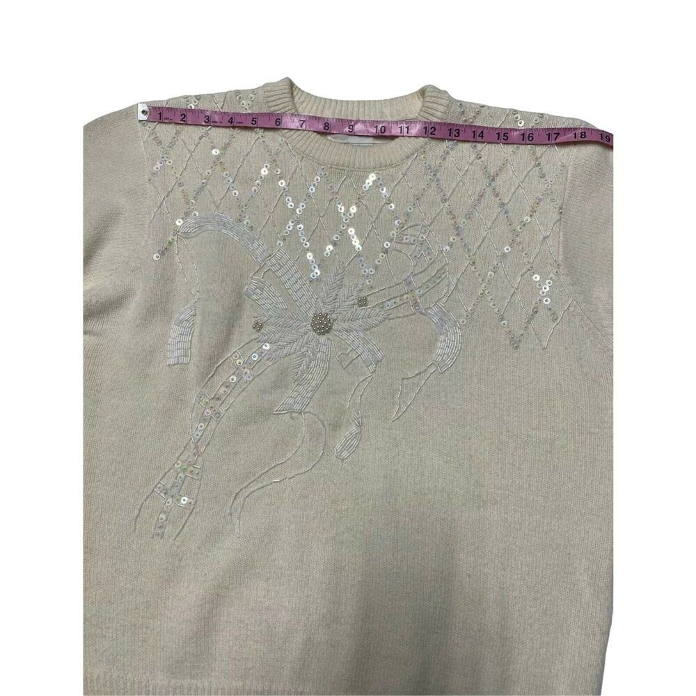 Alfred Dunner Plus Knightsbridge Embellished sweater Ivory Sz Large crew neck - Picture 10 of 11